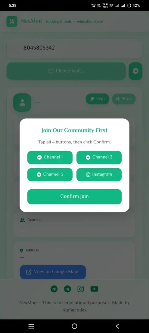 Screenshot of Num2Info